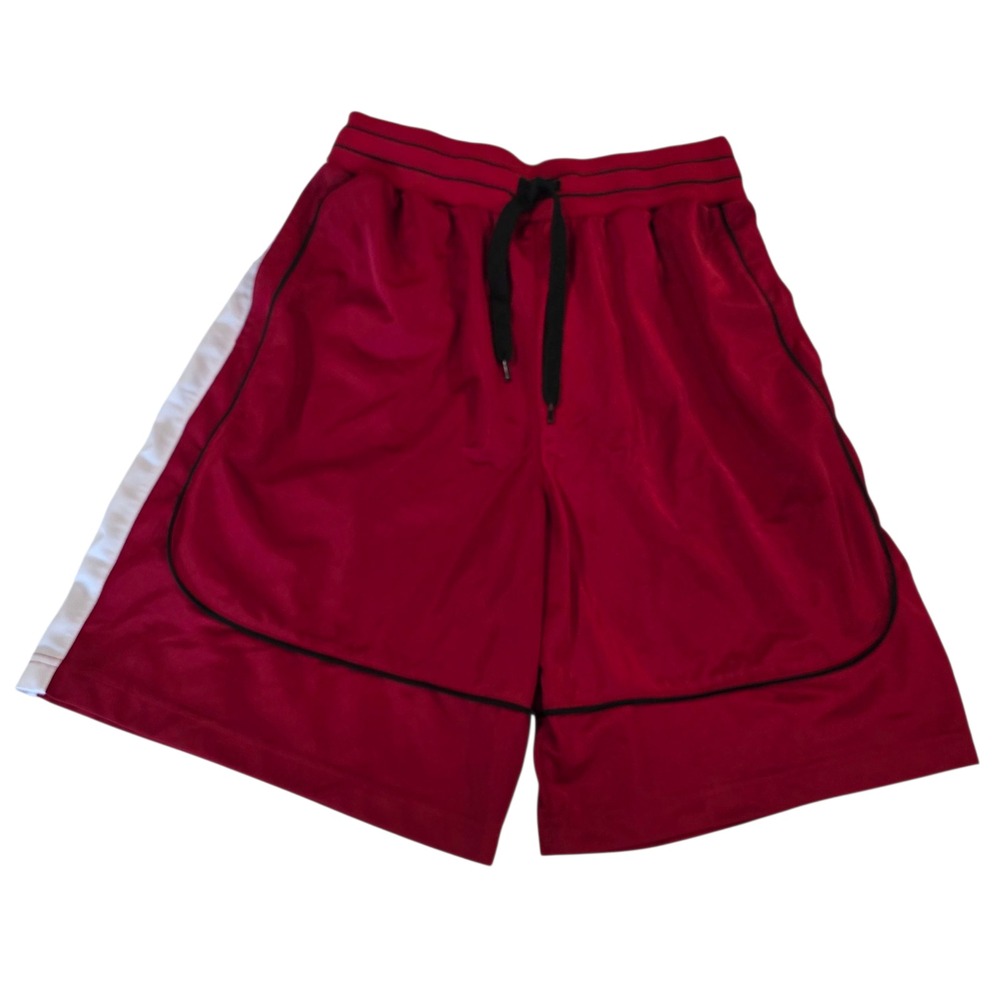 Athletec Mens Basketball Shorts‎ Red M Elastic Waist Polyester Athletic Pocket